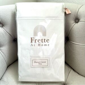 🩷 Frette At Home King duvet cover white EMBROIDERED percale stitch